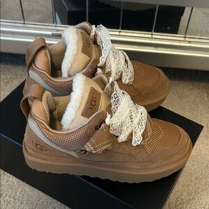 UGG Tan Sneakers with Lace Accents